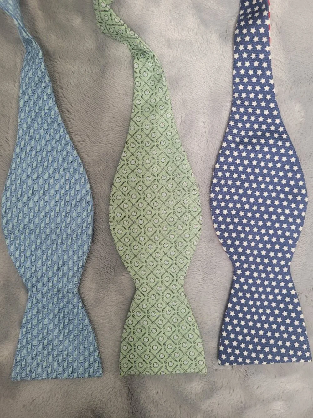 Lot 3 Vineyard Vines Bow Ties 100% Silk Adjustable Handmade USA Golf Whale Flag